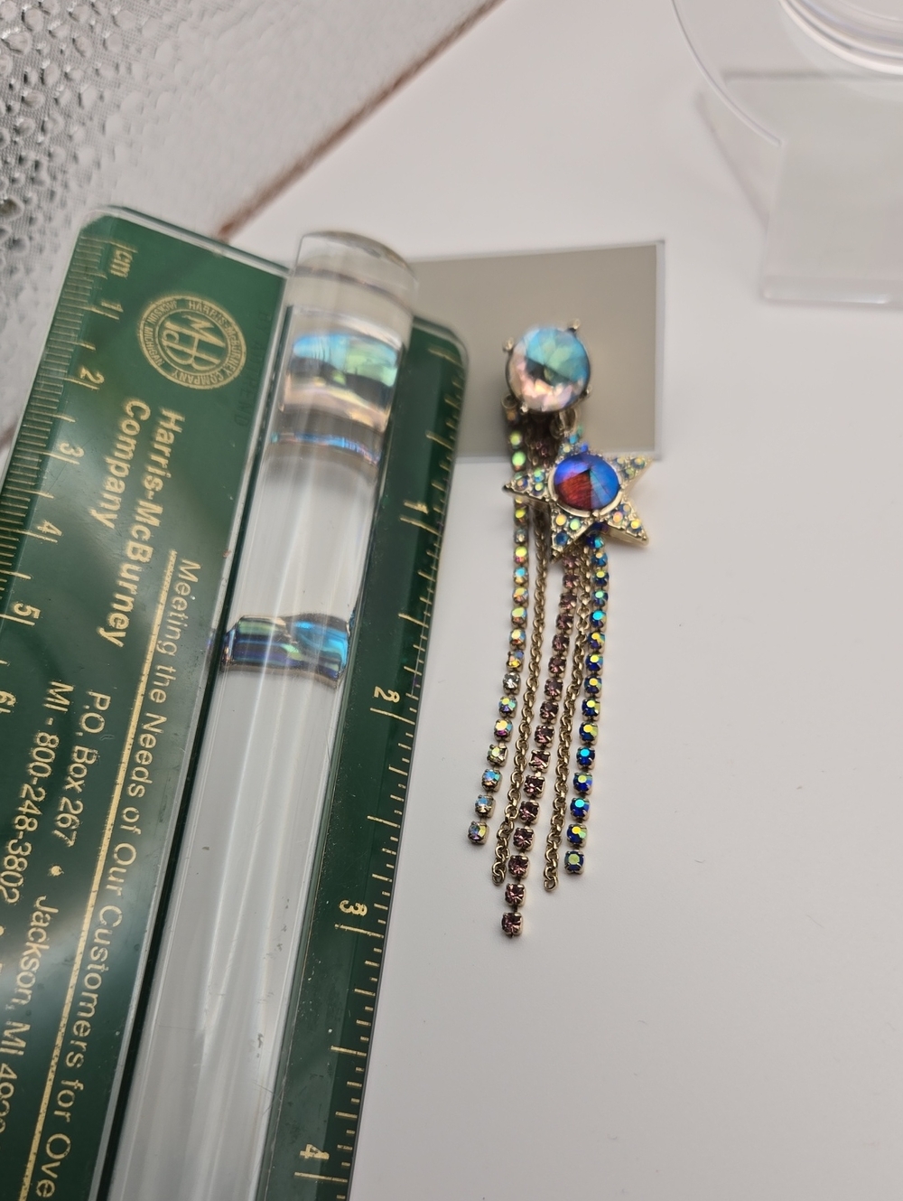 Betsey Johnson Iridescent Star & Crescent Moon Asymmetrical Earrings - Blue - Picture 9 of 11